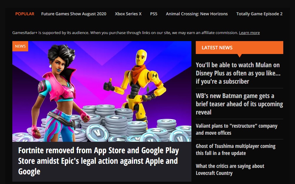 GamesRadar+ Dark Theme