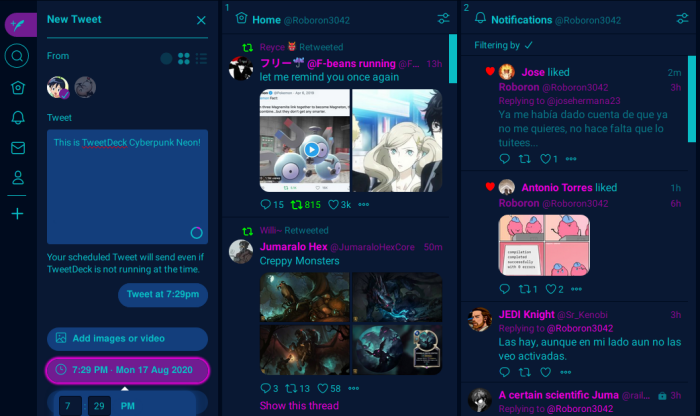TweetDeck Cyberpunk Neon