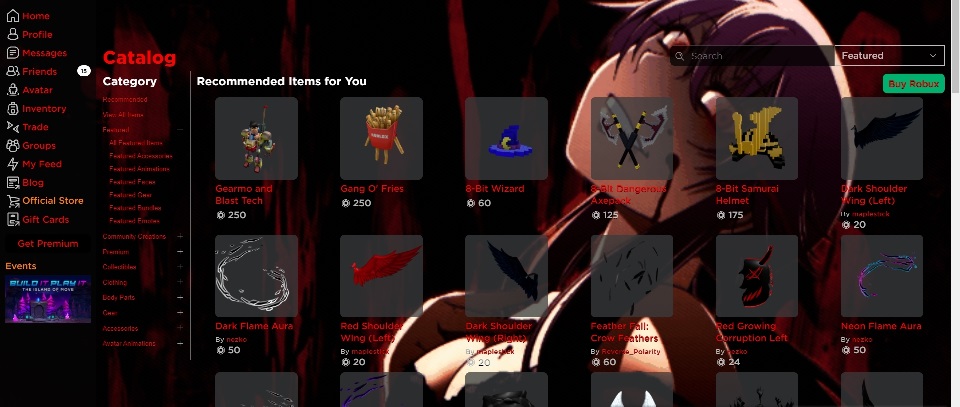 Yuno Gasai Dark Red Anime Theme for Roblox