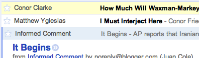 Google Reader contrast & highlight (June 19, 2009)