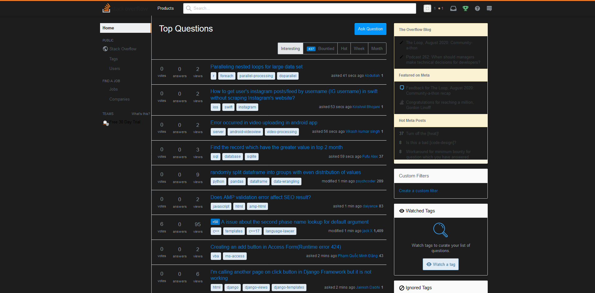 StackOverFlow Dark Mode (2020 Version Updated)