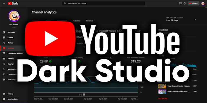 YouTube Studio Dark Theme