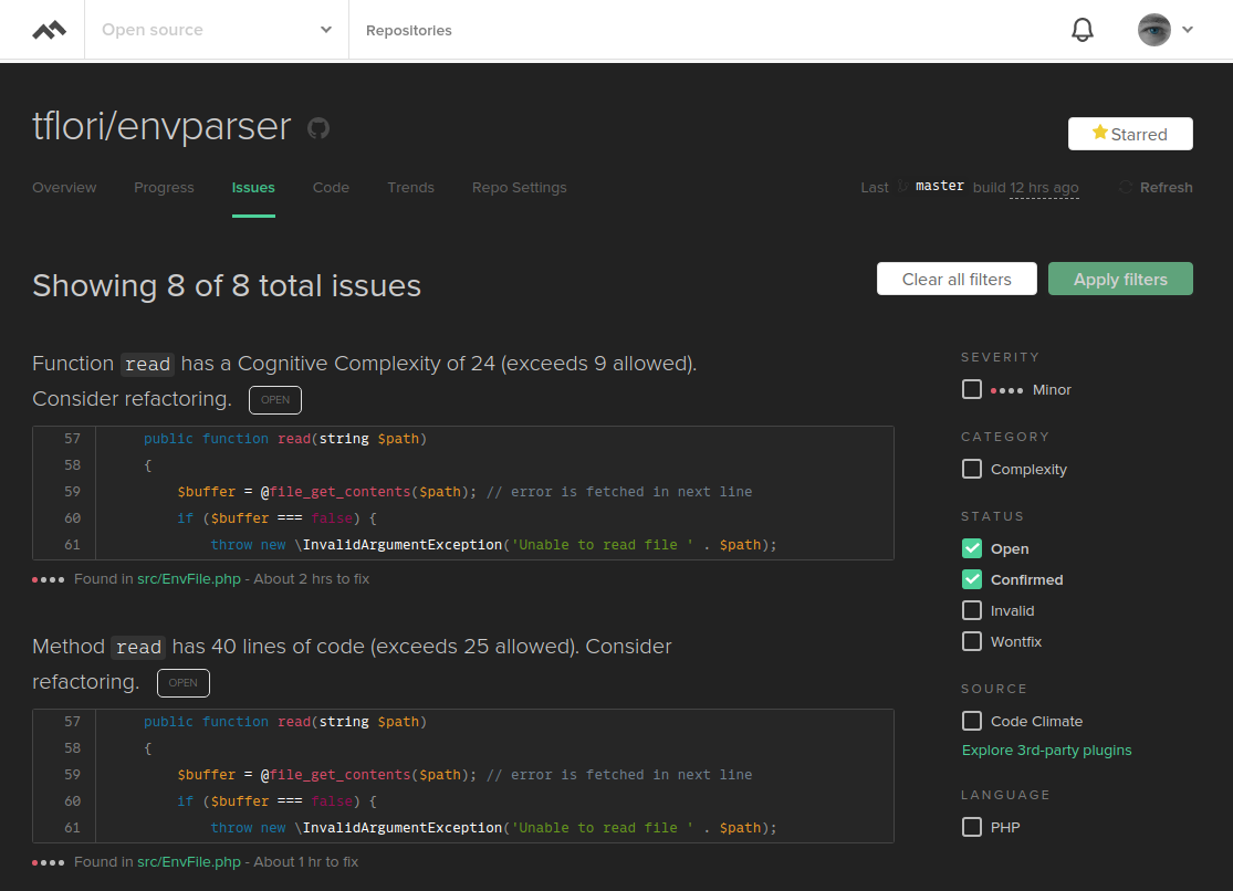 Code Climate Simple Dark