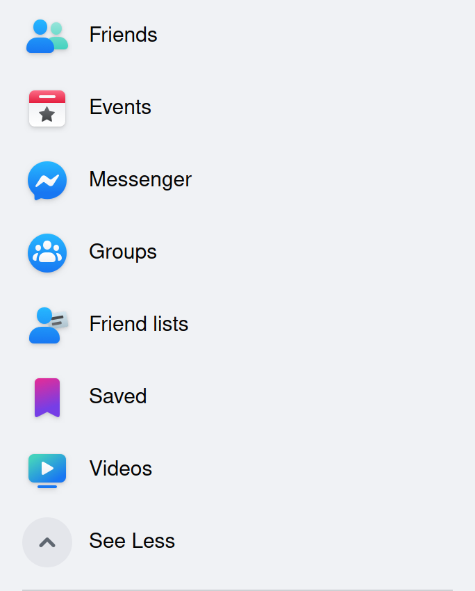 Facebook: choose your menu