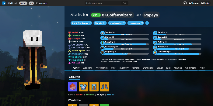 Night Blue Theme for SkyCrypt