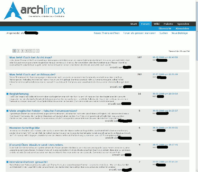 archlinux.de - several design improvements