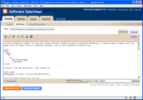 Blogger full window width edit box