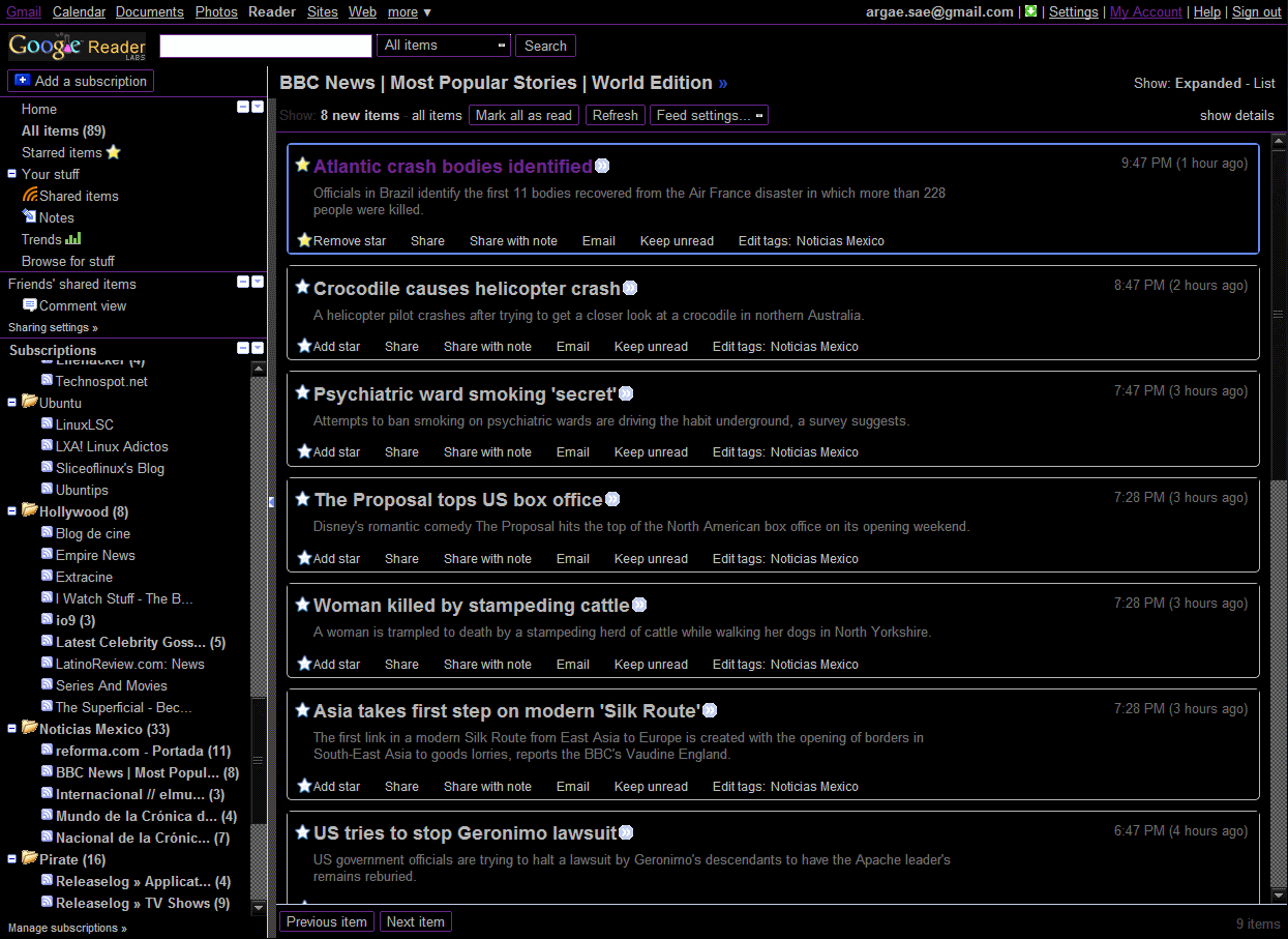 Google Reader Dark - Black & Gray