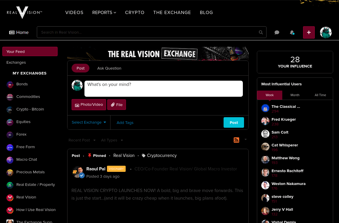 Real Vision Exchange Dark Theme