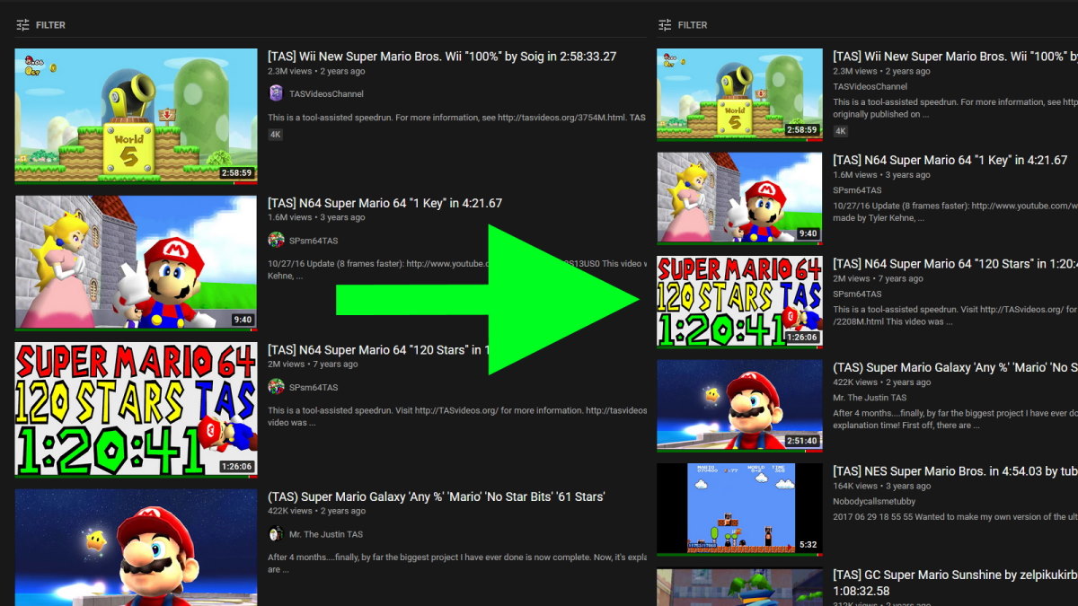 Small YouTube Search Results