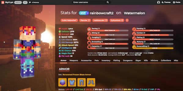 SkyCrypt Sunrise Orange Theme