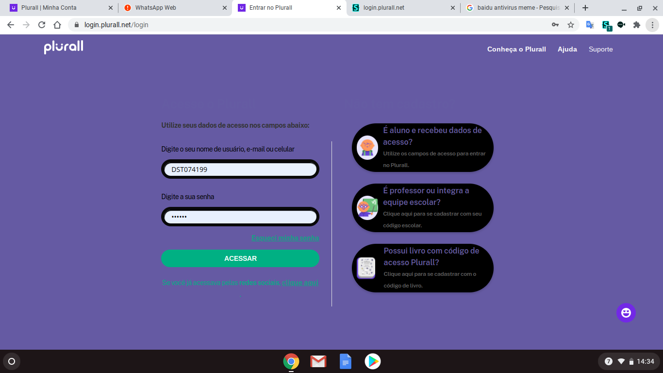 plurall login dark