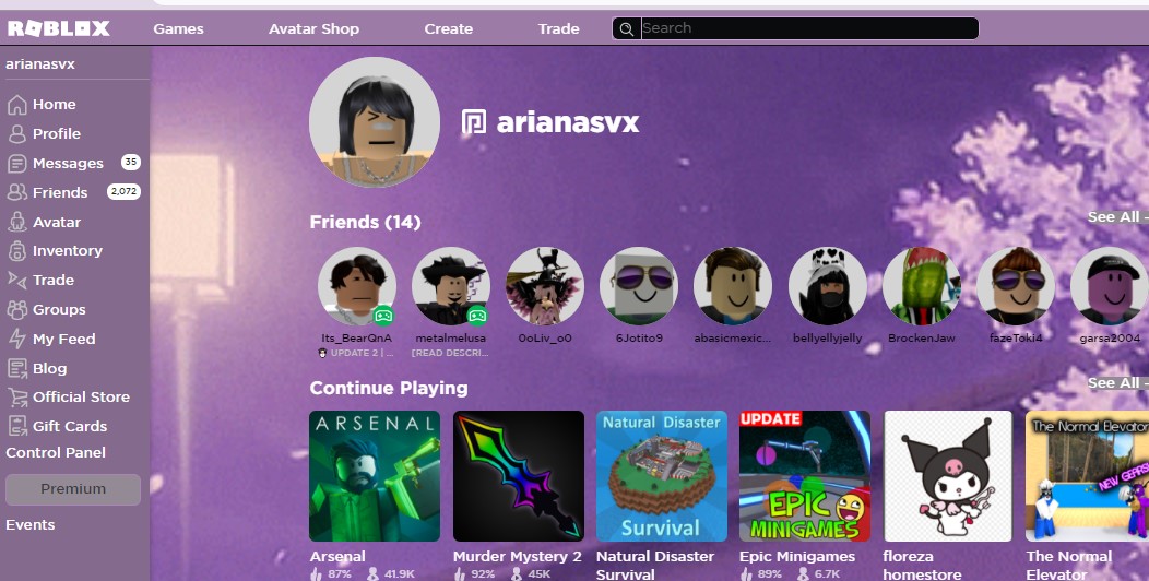 ROBLOX moving purple cherry blossom theme