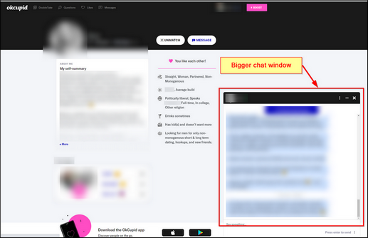 OkCupid Bigger Message Window
