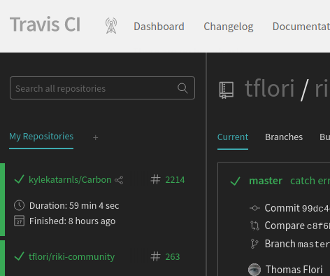 Travis CI Simple Dark