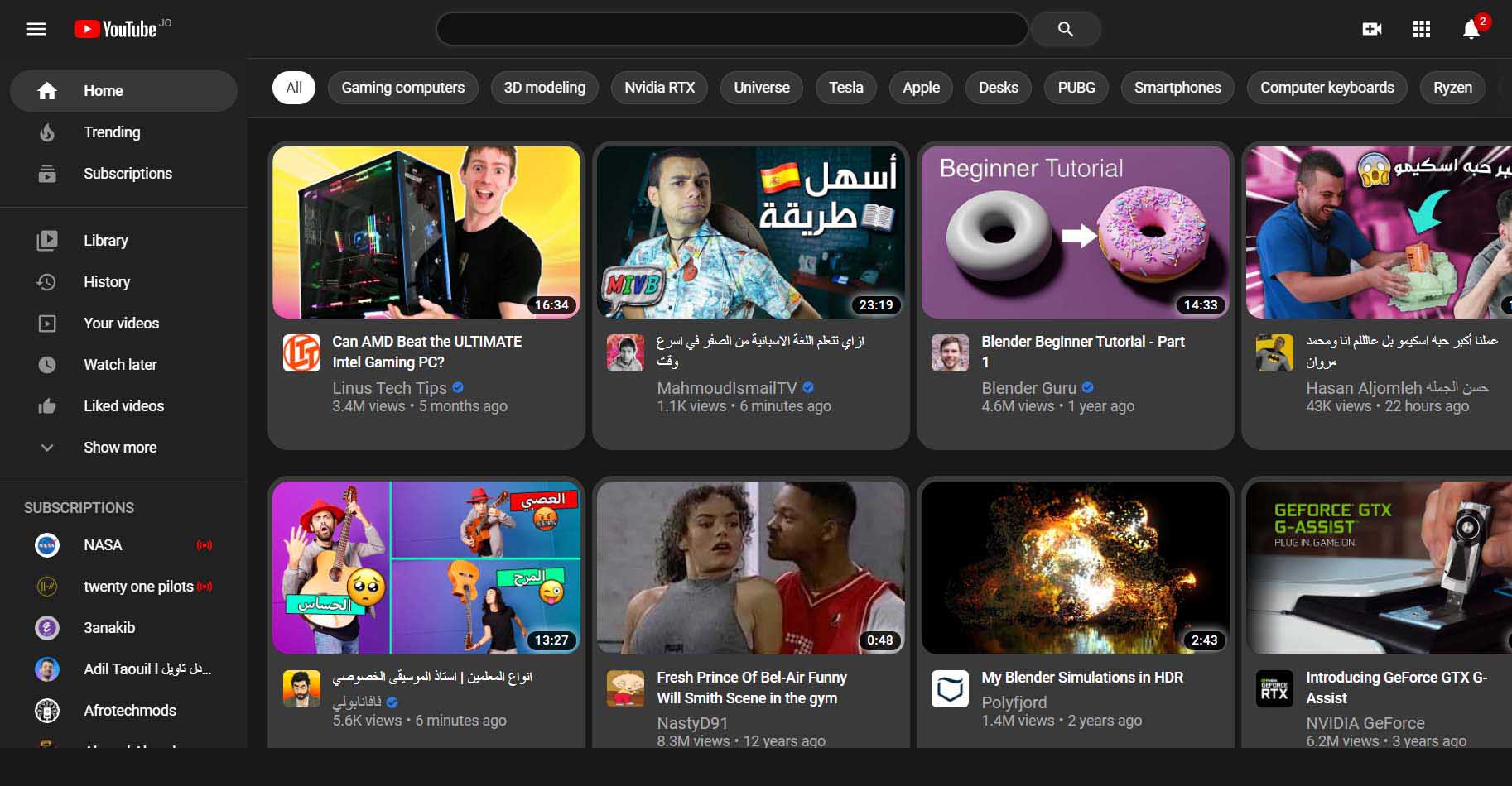 youtube dark mode ui