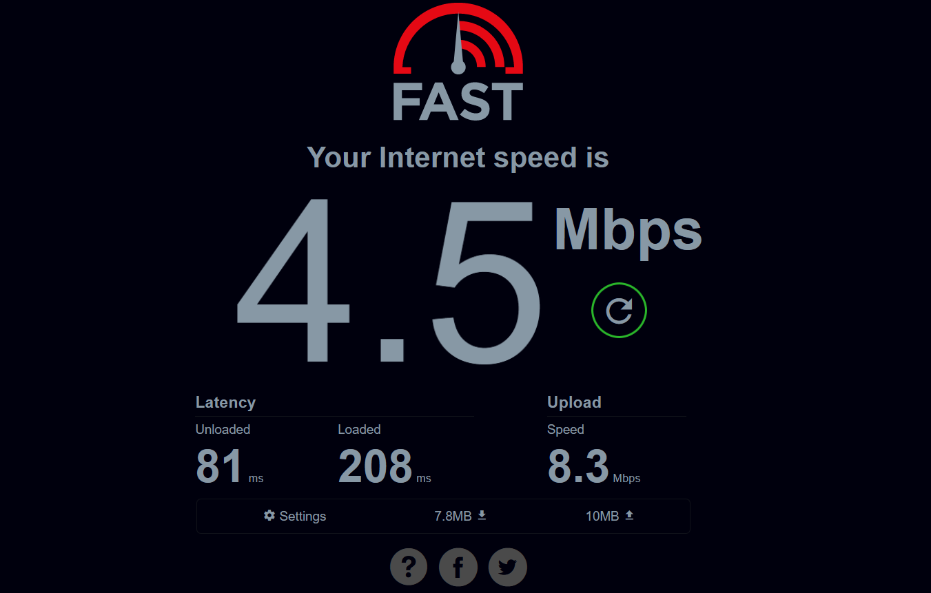 Fast.com Night Mode