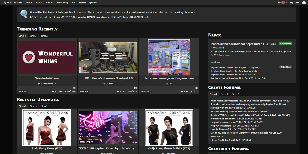 Mod The Sims Dark Theme [outdated]