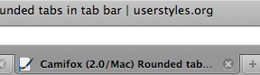 old: Camifox (2.0/Mac) New rounded tabs in tab bar