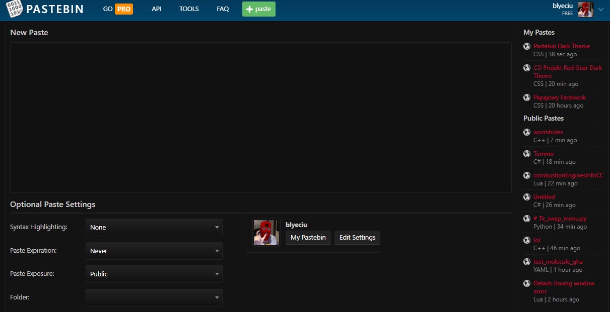 Pastebin Dark Theme [ OBSOLETE ]