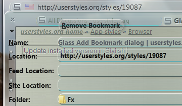 Glass Add Bookmark dialog