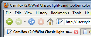 Camifox (Windows) Toolbars: XP-like sand color