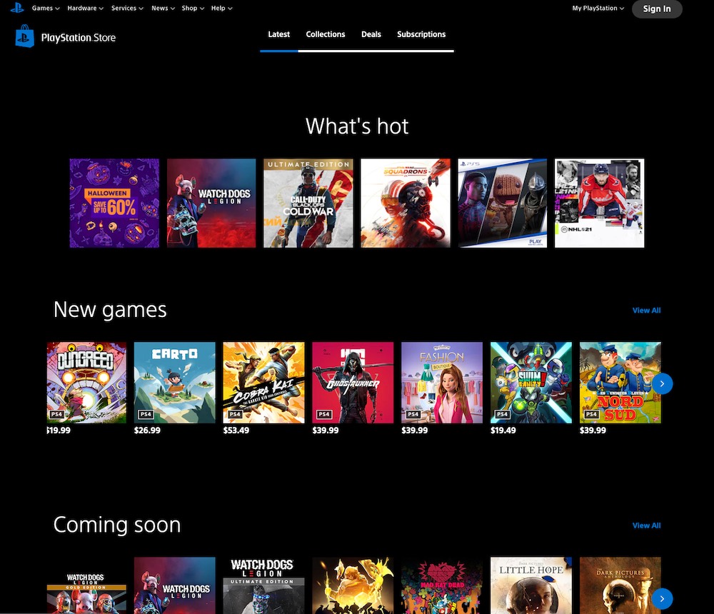 PlayStation Store Dark Mode