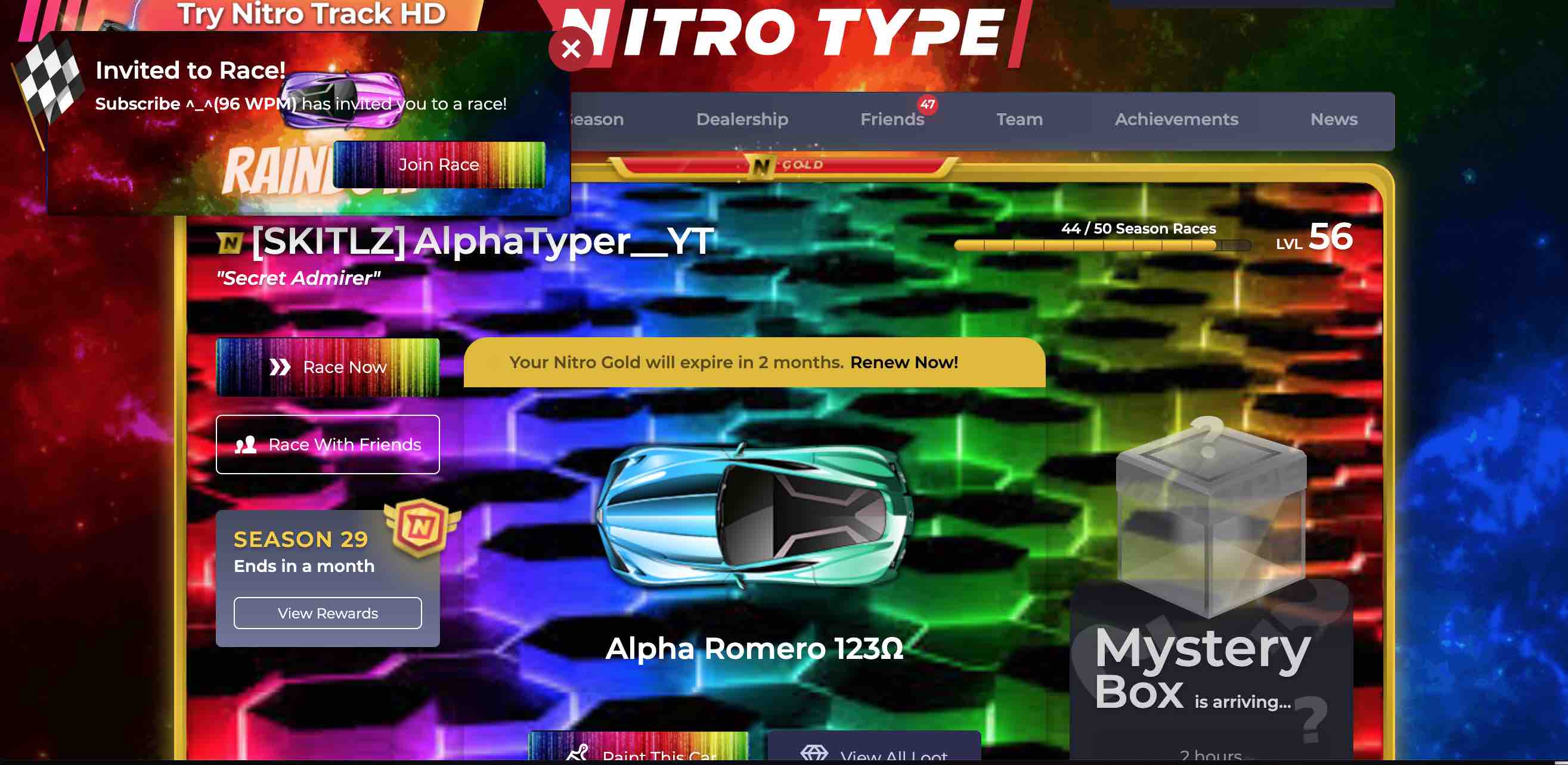 Nitro Type RAINBOW (Advanced)