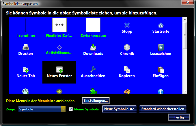 Firefox 3.5 - Customize Toolbar - Windows