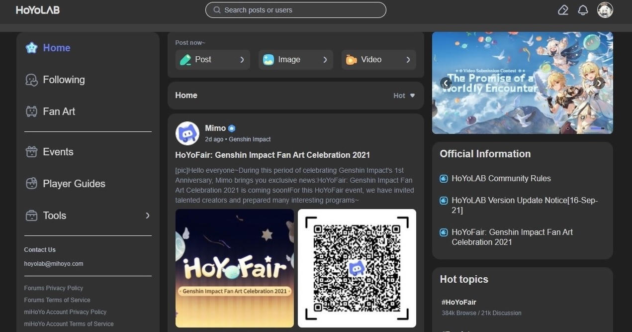 Hoyolab Forum Dark Mode Theme