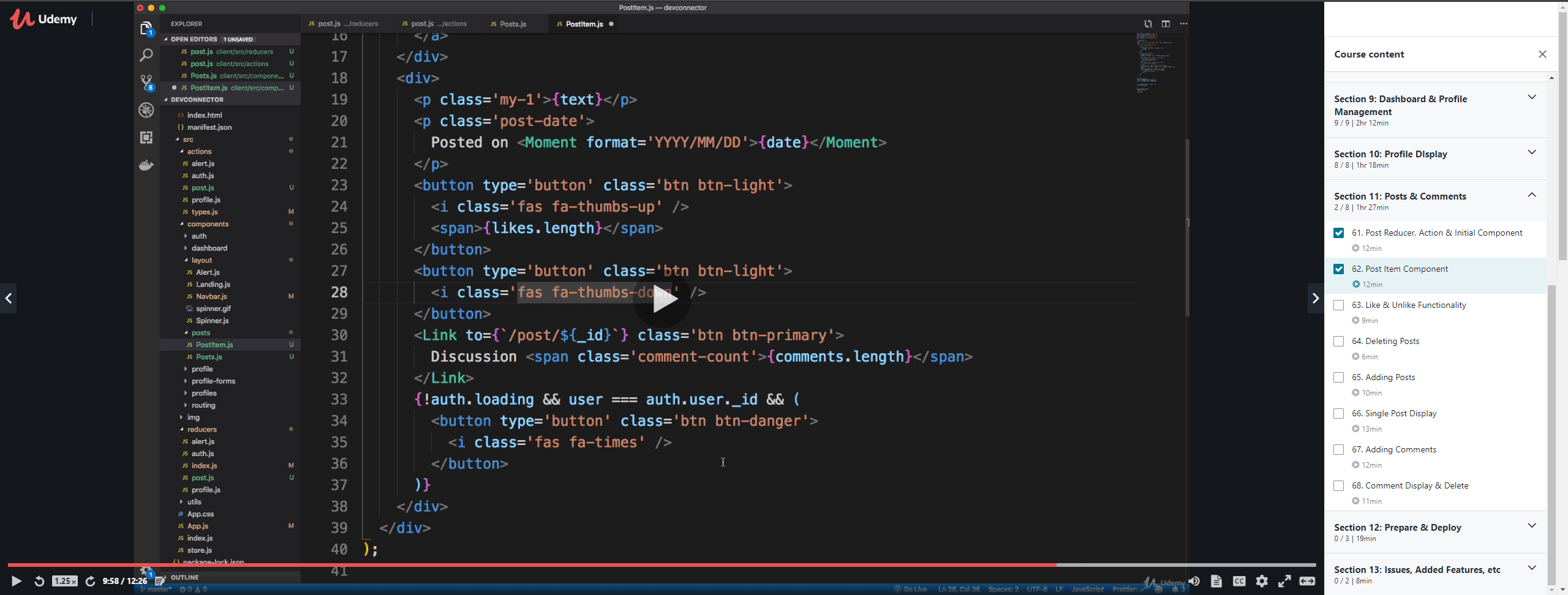 Udemy full height screen video