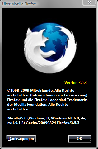 Firefox 3.5 - About Mozilla  - Black Vista