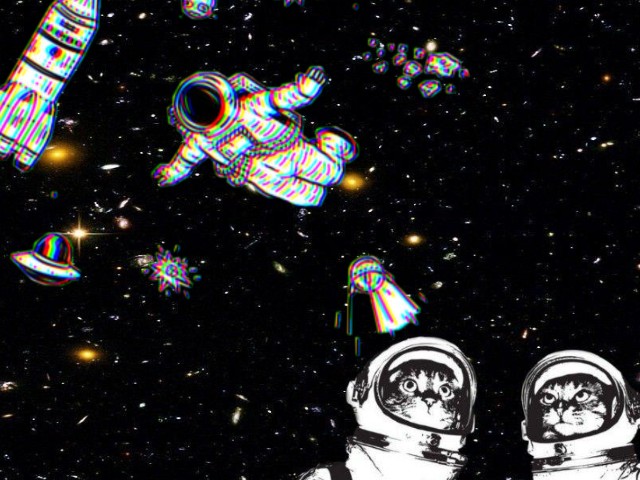 Glitch Space with Meme Cats