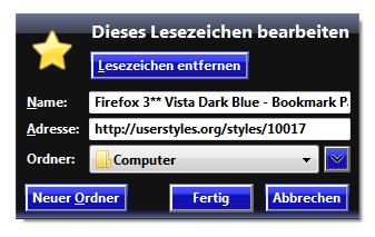 Firefox 3.5 - Bookmark Panel Blue Metallic