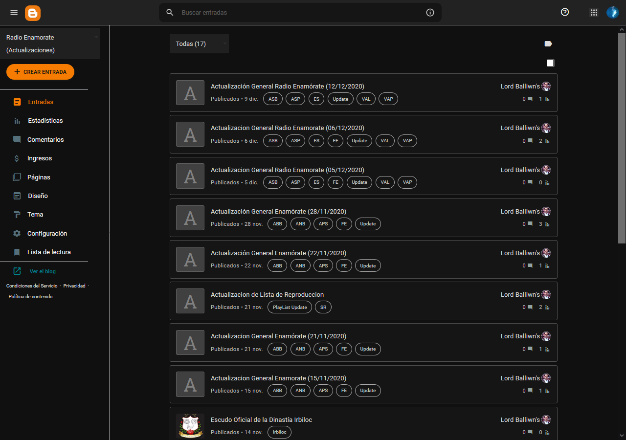 Blogger - Modo Nocturno