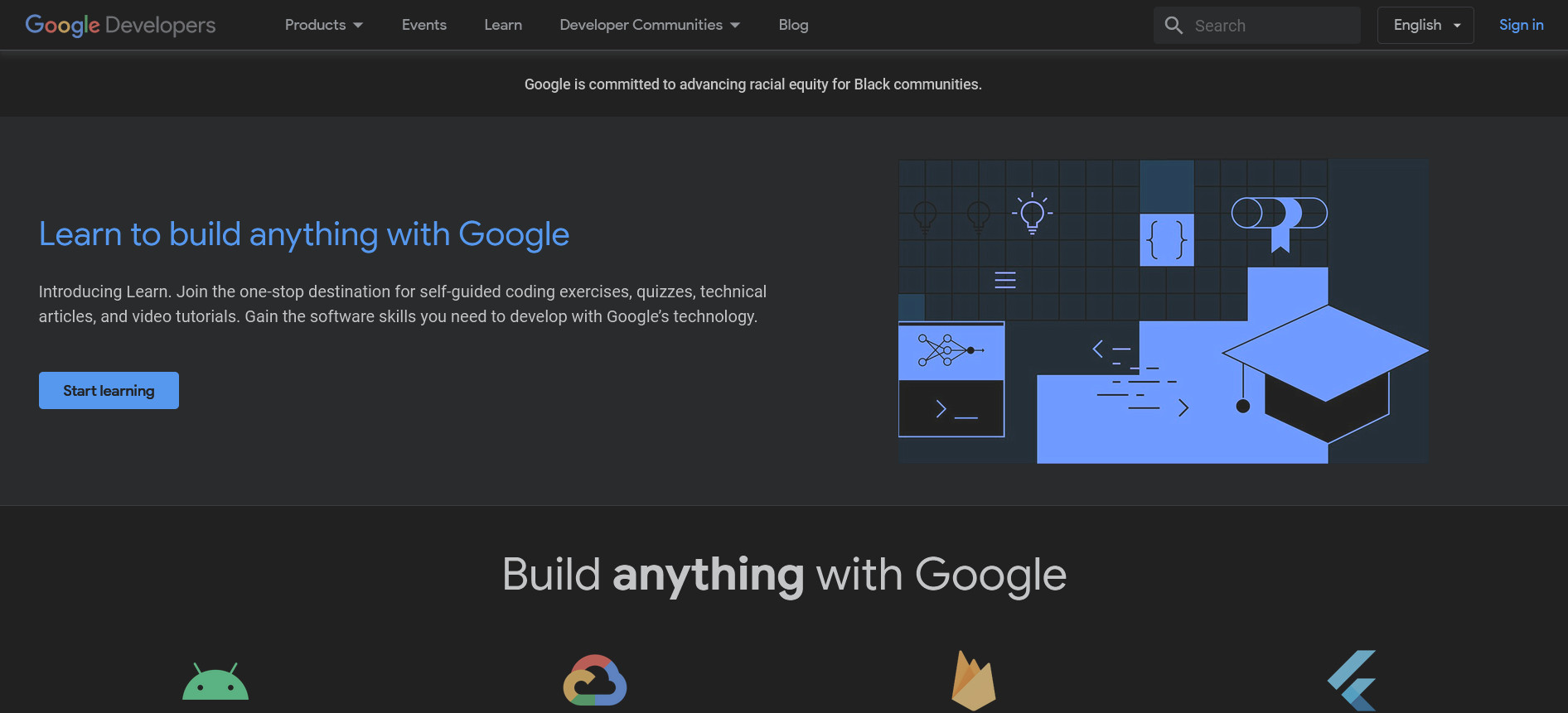 Google Developer Dark Mode