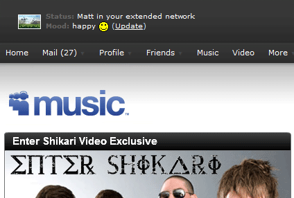 Myspace.com - (Dark) Header clean up/remove ads