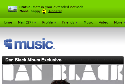 Myspace.com - (Lime) Header clean up/remove ads