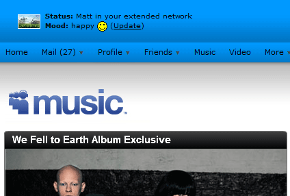 Myspace.com - (Cyan) Header clean up/remove ads