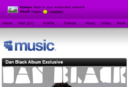 Myspace.com - (Purple) Header clean up/remove ads
