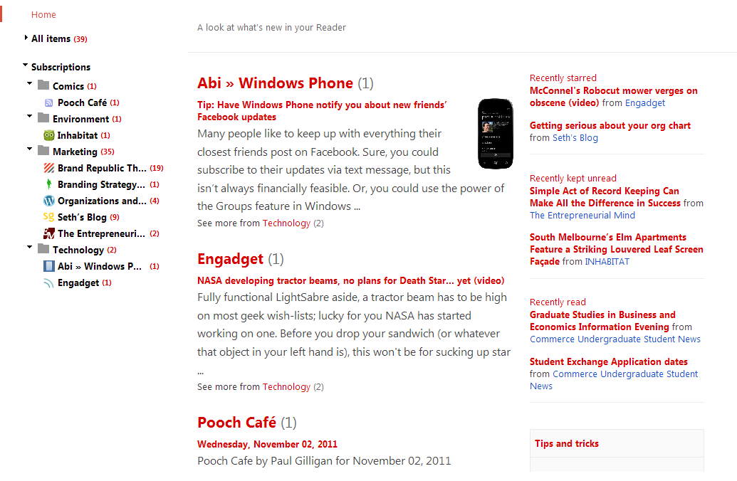 Google Reader - Segoe UI/Lucida Grande Reskinned