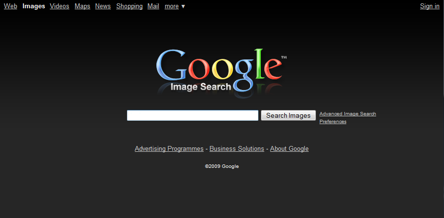 Google Image Search - dark gray redesign - updated