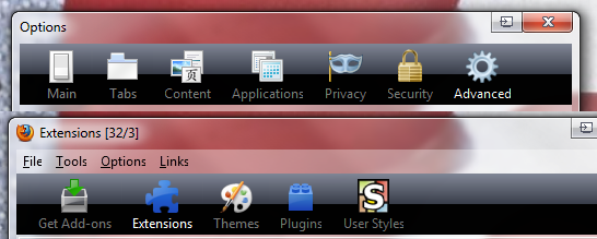 Options & Add-ons Window - Vista Page Selectors