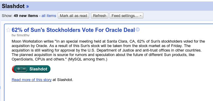 Google Reader - Hide "10 users liked this"