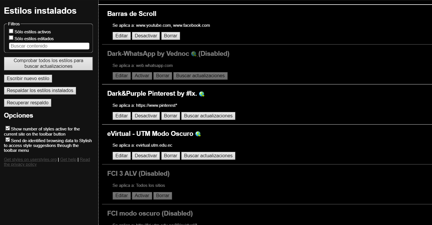Sylish Darl Mode - (manage styles)