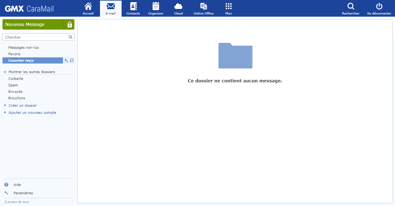 GMX - Webmail gmx.fr pleine large, sans pub