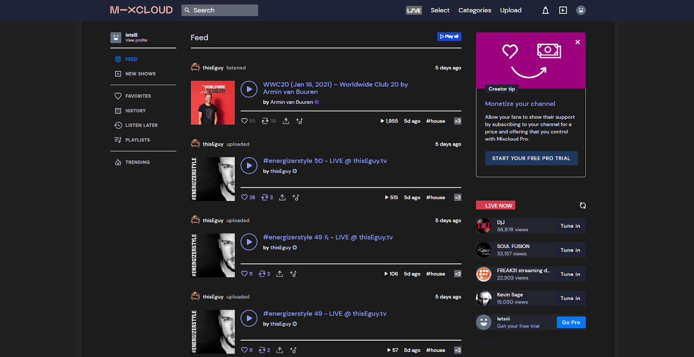 Mixcloud Darkmode