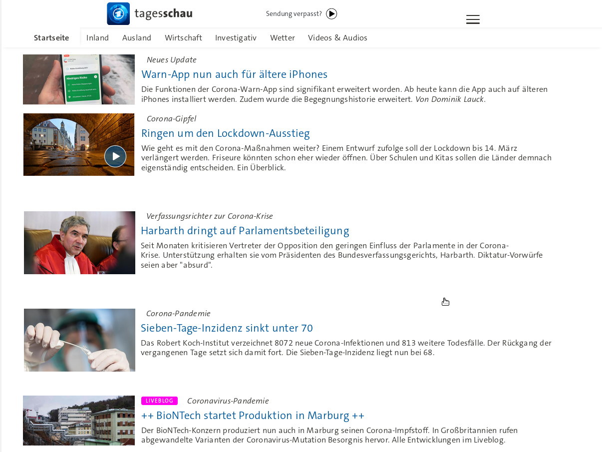 tagesschau.de 2021 mit kleineren Bildern