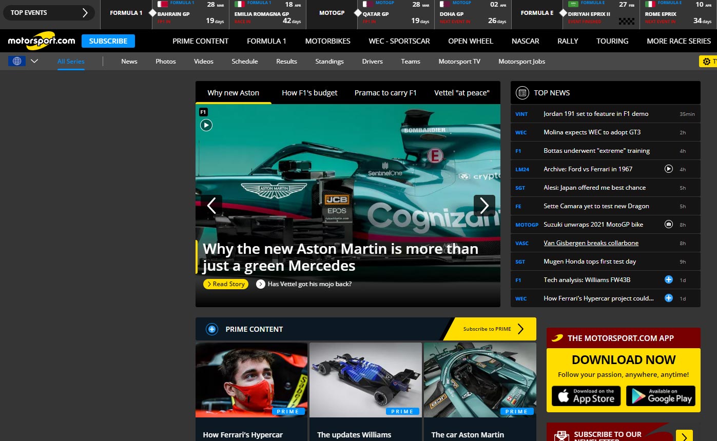 Motorsport.com dark mode