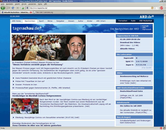 Tagesschau.de; August 2009 Layout; plain